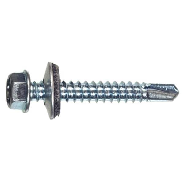 Hillman Self-Drilling Screw, #4 x 1 in, Zinc Plated Steel Flange Hex Head External Hex Drive 196171 - main